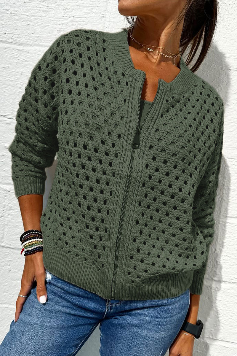 Openwork zipper jacket