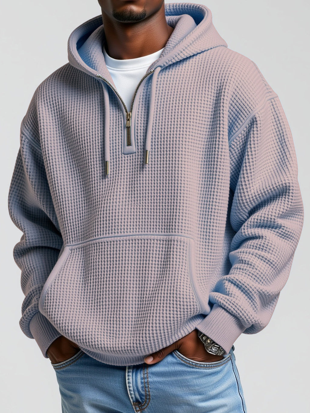 Winter Men's Solid Color Hooded