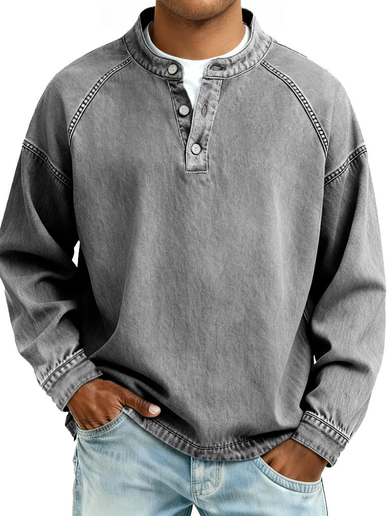 Retro long-sleeved button-down shirt