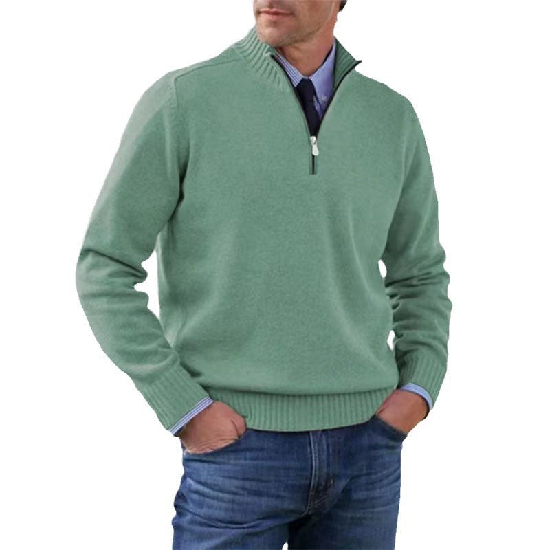 High-neck zippered sweater