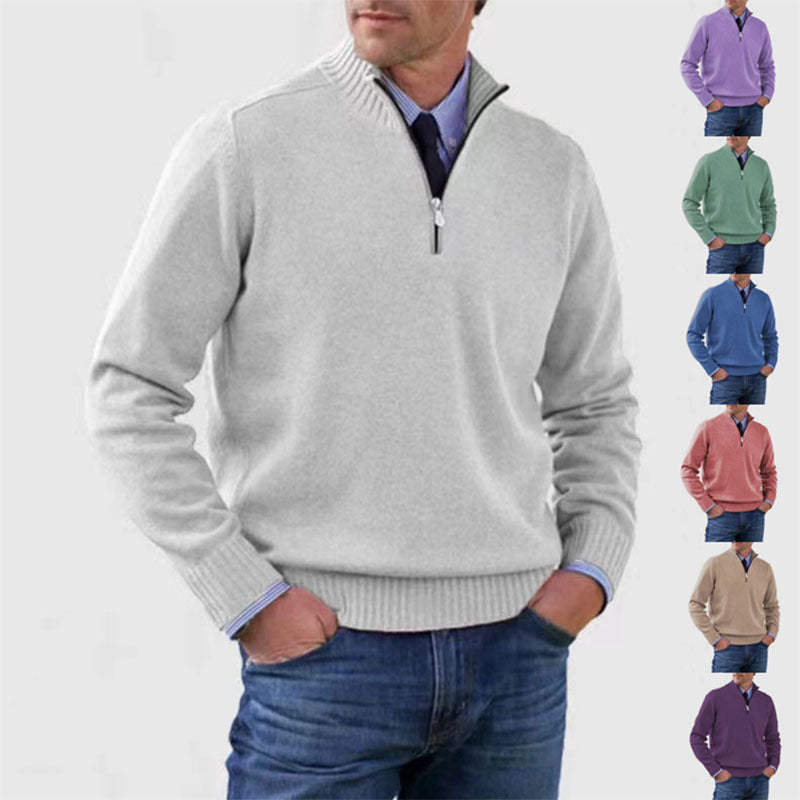 High-neck zippered sweater