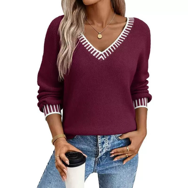 Retro Colorblock Knit Sweater