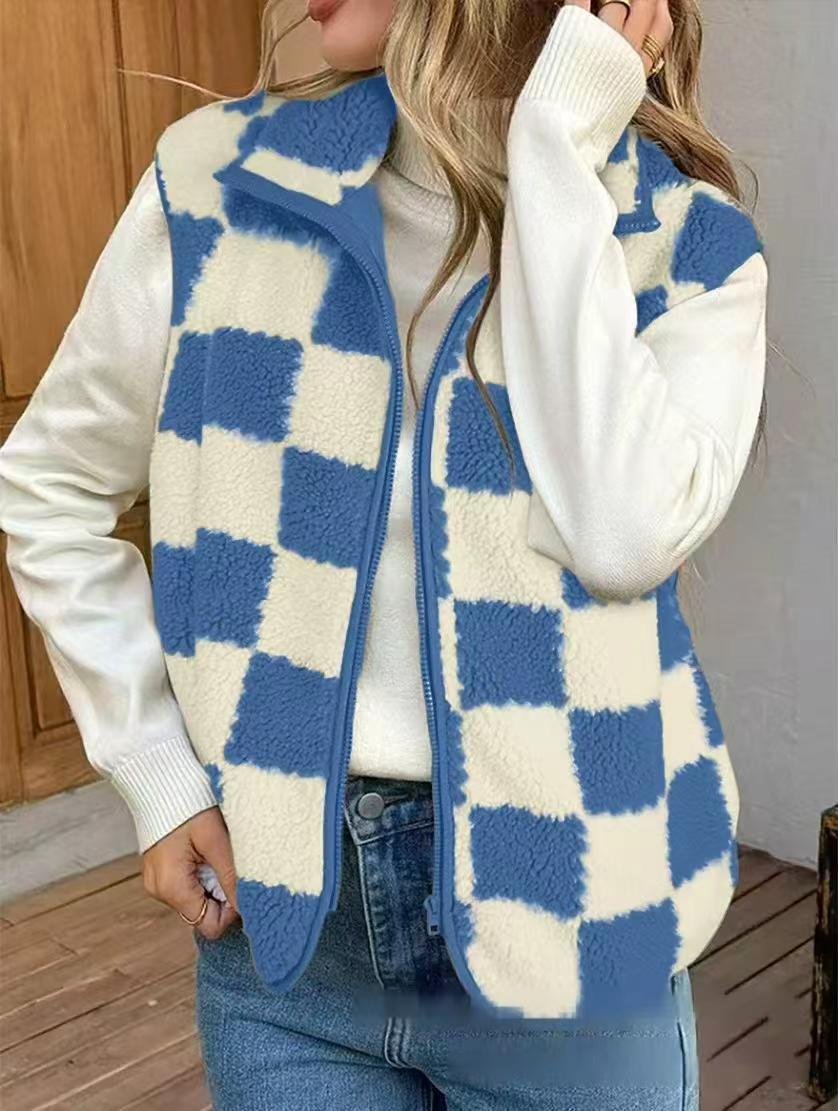 Traditional plaid knit vest