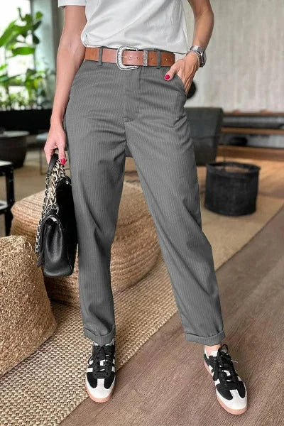 Classic slim-fit straight-leg suit pants