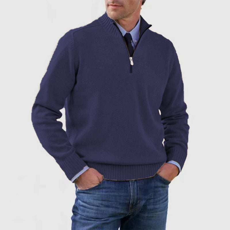 High-neck zippered sweater